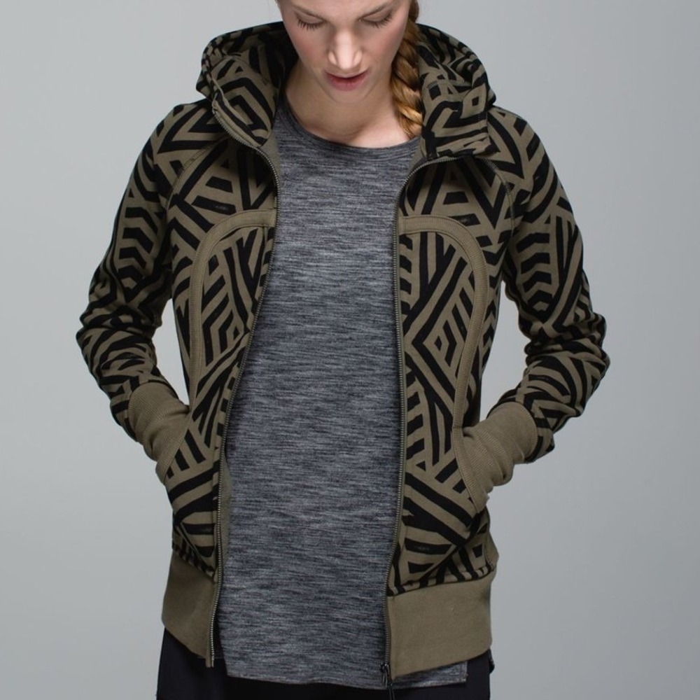 Lululemon Scuba Hoodie Full Zip Jacket Geometric Print Size 4